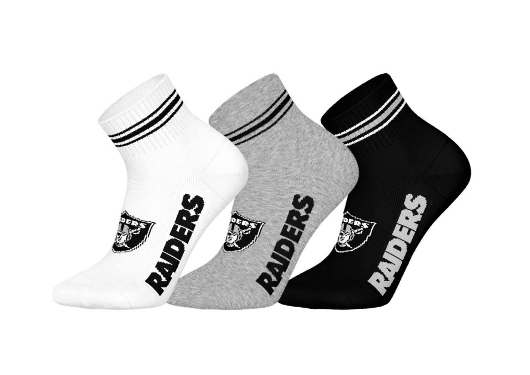 Las Vegas Raiders 3pk Quarter Socks