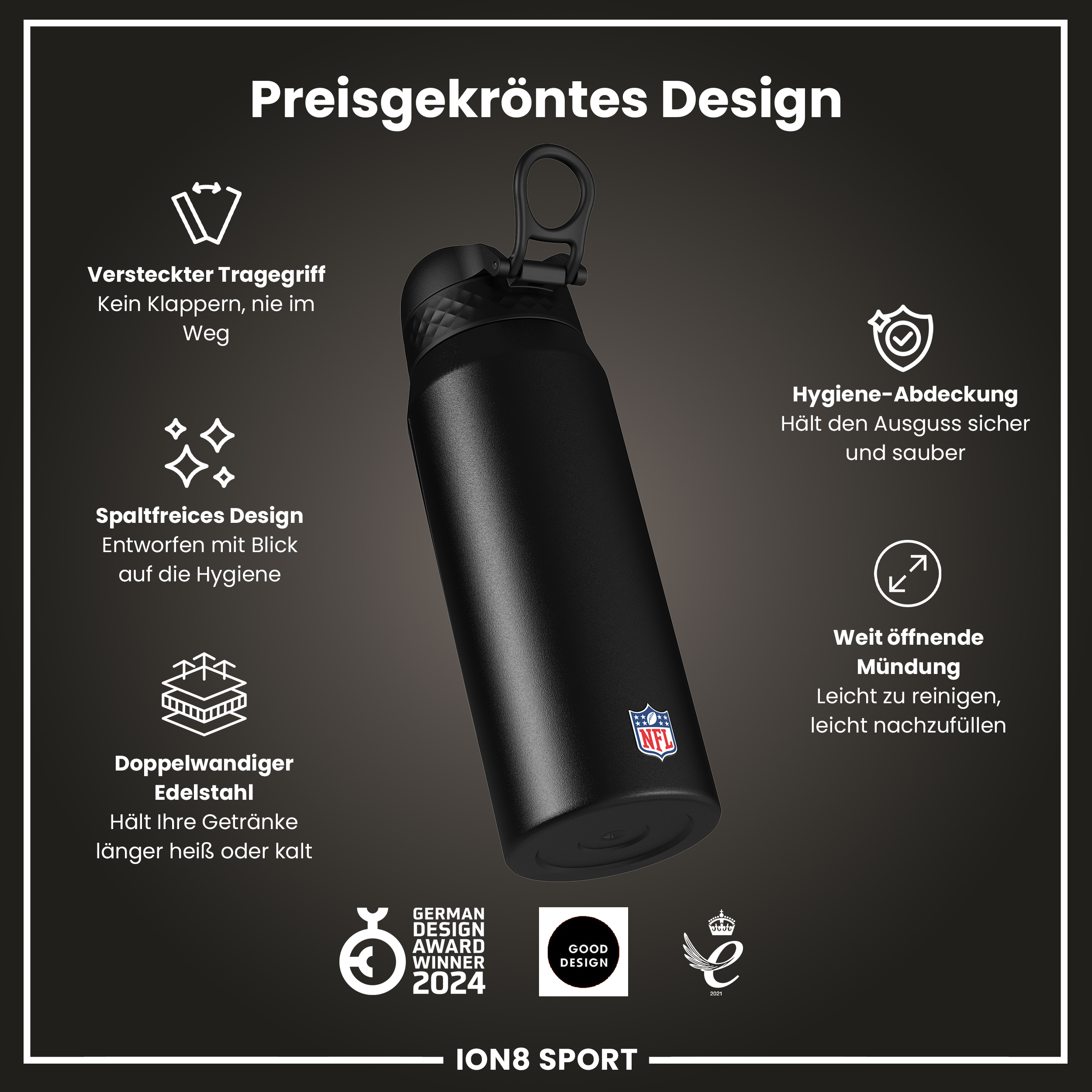 Pittsburgh Steelers Steel Water Bottle 750ml