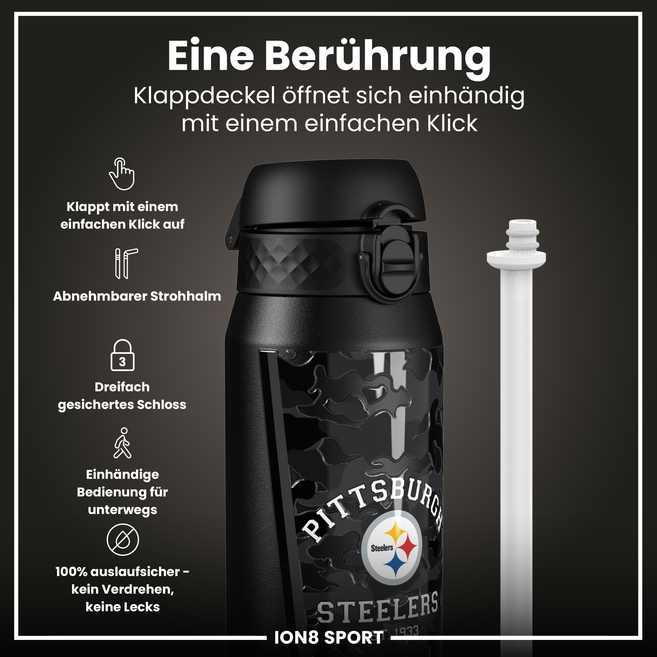 Pittsburgh Steelers Steel Water Bottle 750ml