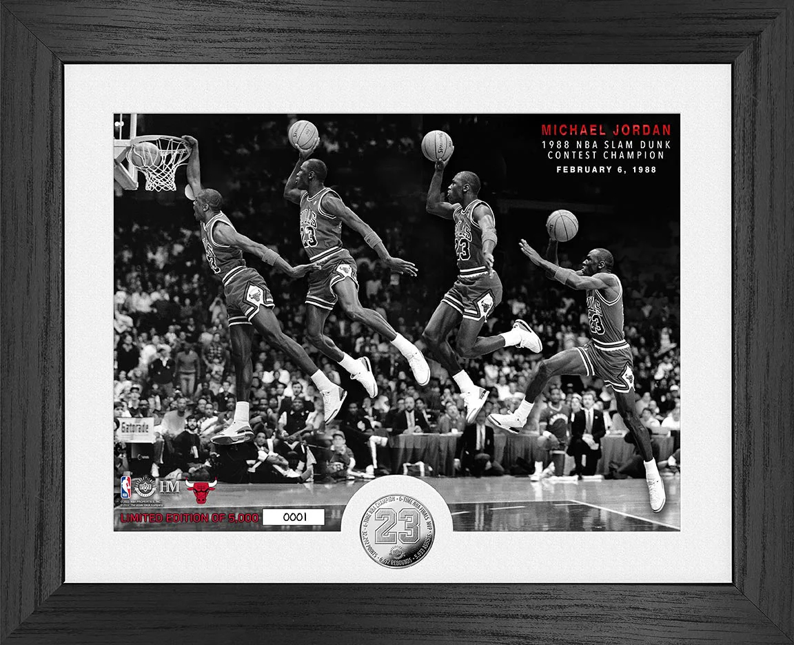 MJ 88 Slam Dunk Champion Silver Coin Photo Mint
