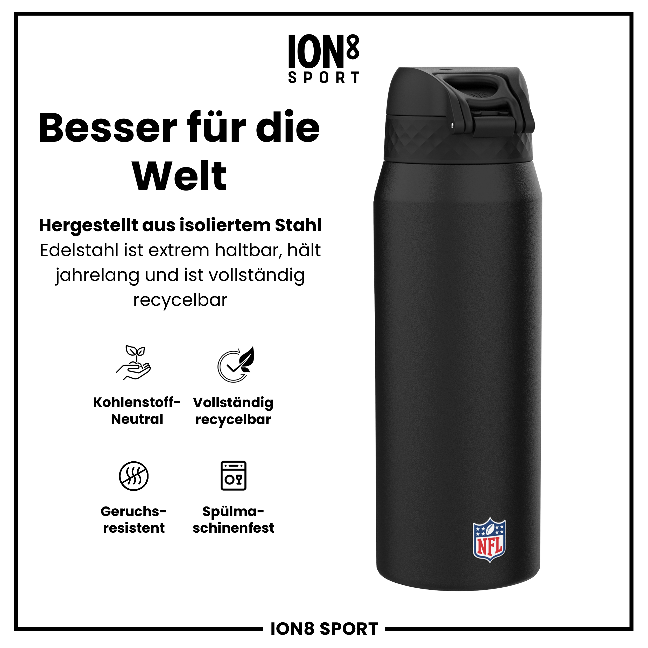 Pittsburgh Steelers Steel Water Bottle 750ml